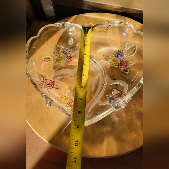Vintage Lead Crystal Mikasa Heart Shaped Bowl Double Hearts - Picture 15 of 16
